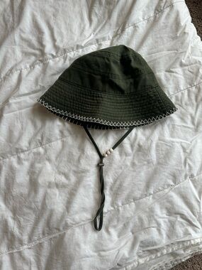 Olive Green Bucket Hat with Chin Strap